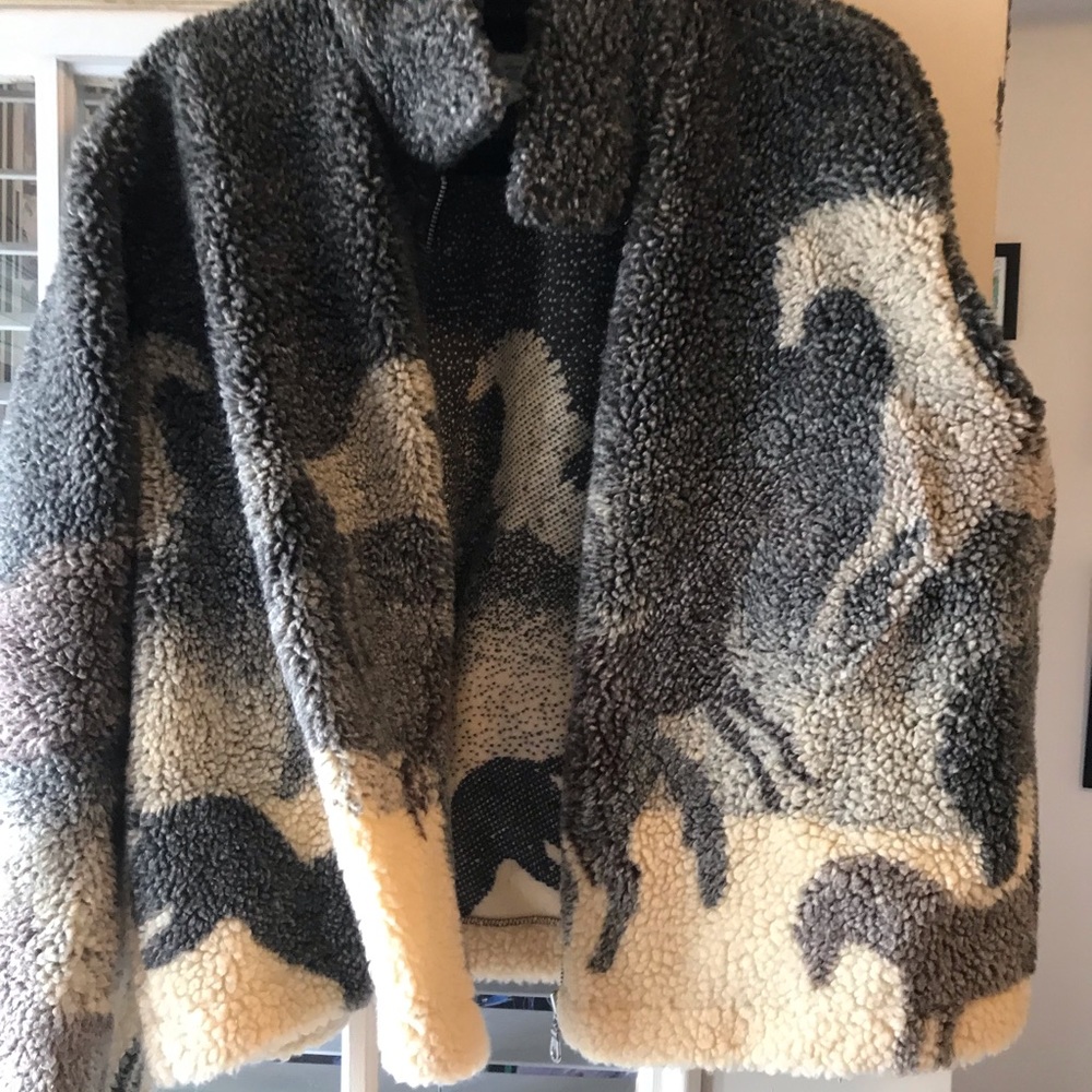 VINTAGE fleece jacket with horse pattern